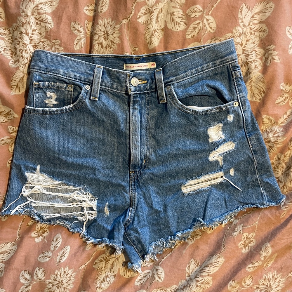 Levi's Ripped Blue Jean Shorts